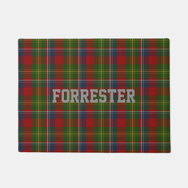 Forrester Clan Tartan Plaid Door Mat (Front)