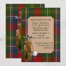 Forrester Plaid Groom's Golf Party Invitation