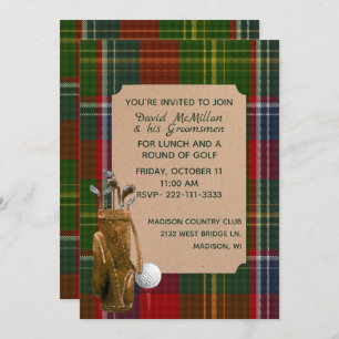 Forrester Plaid Groom's Golf Party Invitation