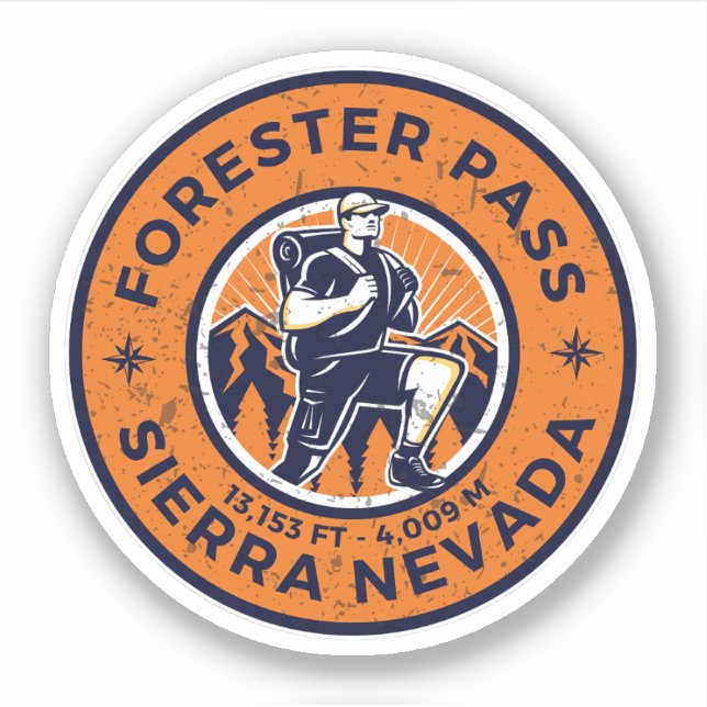 Forster Pass Hiking, california siera nevada trial Sticker (Front)