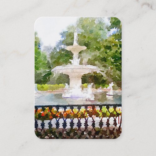 Forsyth Fountain in Savannah GA Artist Print Business Card
