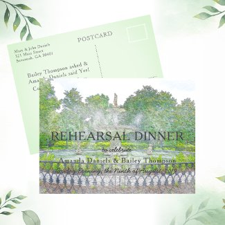 Forsyth Fountain Watercolor Rehearsal Dinner