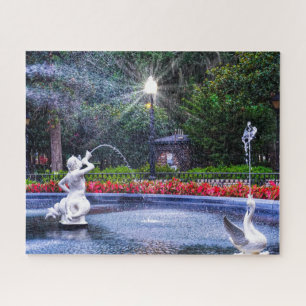 Forsyth Park Fountain at Night Puzzle