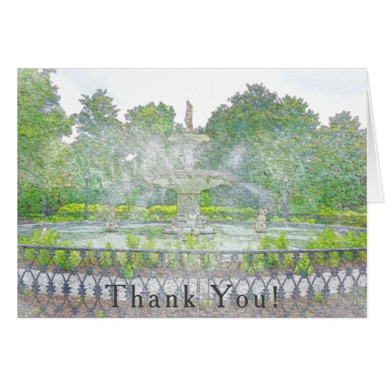 Forsyth Park Fountain Watercolor Thank You Card