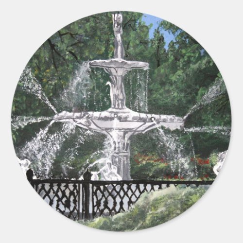 Forsyth Park Water Fountain Savannah Georgia GA Classic Round Sticker
