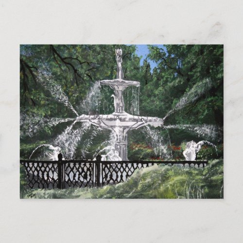 Forsyth Park Water Fountain Savannah Georgia GA Postcard