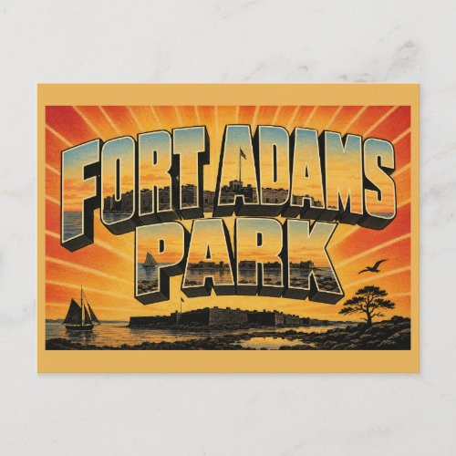 Fort Adams Park RI Bay Granite Fort Art Postcard