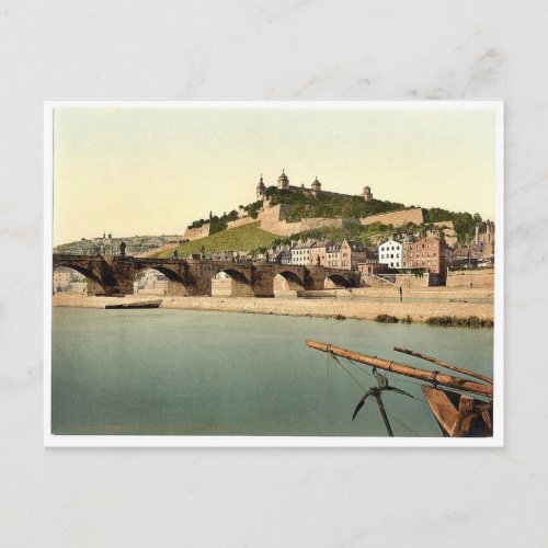 Fort and old bridge Wurzburg Bavaria Germany vi Postcard