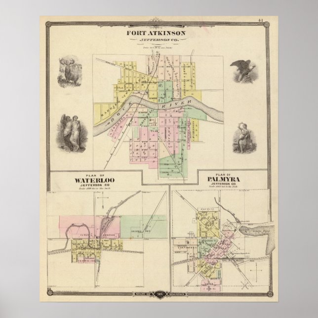 Fort Atkinson, Waterloo and Palmyra, Jefferson Co Poster (Front)