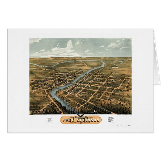 Fort Atkinson, WI Panoramic Map - 1870 Cards (Front Horizontal)