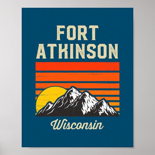 Fort Atkinson Wisconsin Retro City State USA  Poster