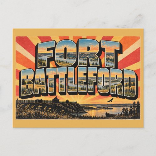 Fort Battleford SK River Valley Prairie Art Postcard