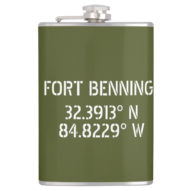 Fort Benning Latitude Longitude  Flask (Front)