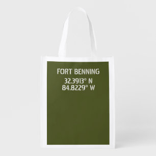 Fort Benning Latitude Longitude Grocery Bag