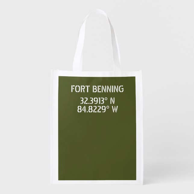 Fort Benning Latitude Longitude Grocery Bag (Front)