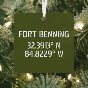 Fort Benning Latitude Longitude Keepsake Metal Ornament