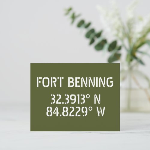 Fort Benning Latitude Longitude Postcard
