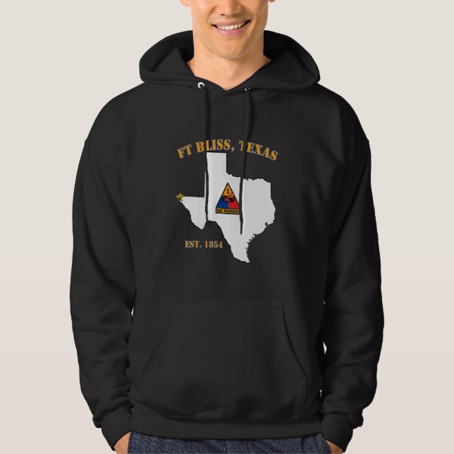 Fort Bliss Tx Military Base  1st Armored Division Hoodie (Front)