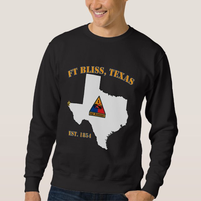 Fort Bliss Tx Military Base  1st Armored Division Sweatshirt (Front)