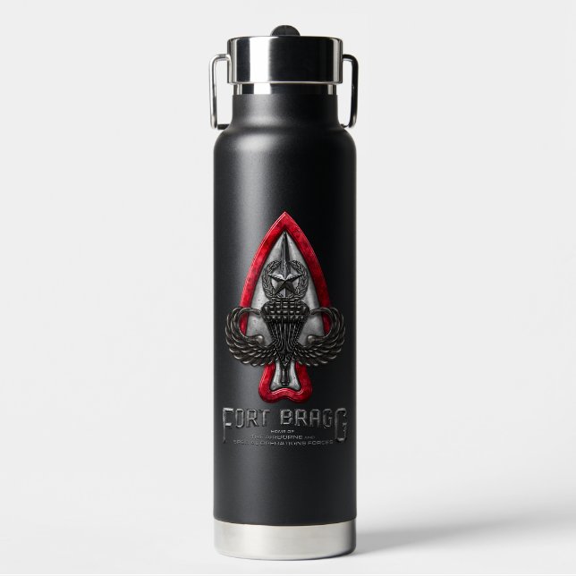 Fort Bragg Black 25 oz Vacuum Insulated Bottle (Front)
