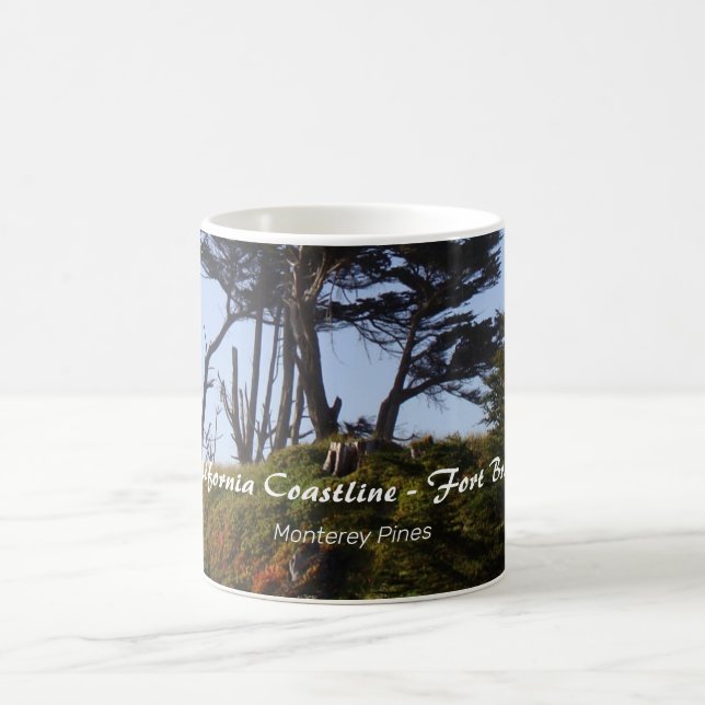 Fort Bragg California Coastline Monterey Pines Coffee Mug (Center)