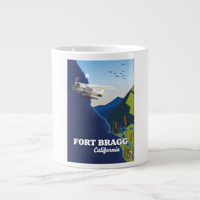 Fort Bragg California map Giant Coffee Mug (Front)