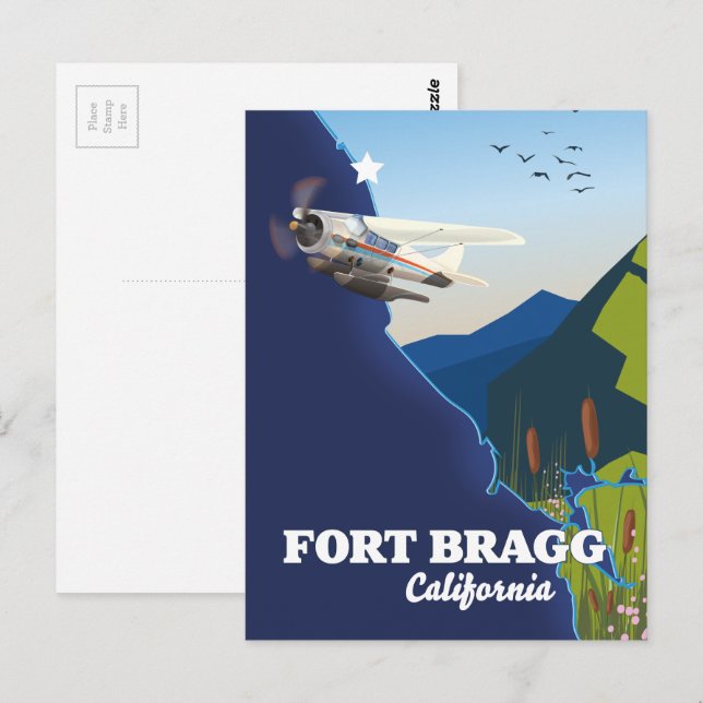 Fort Bragg California map Postcard (Front/Back)