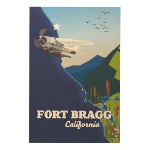 Fort Bragg California map Wood Wall Art