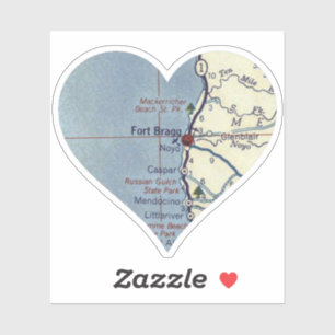 Fort Bragg California Vintage Map Sticker