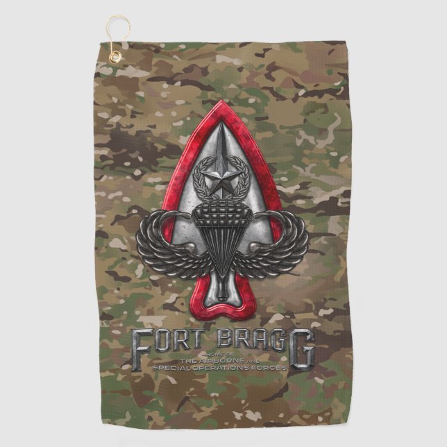 Fort Bragg Camo Golf Towel (Front)