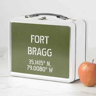 Fort Bragg Latitude Longitude Metal Lunch Box