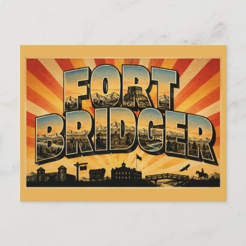 Fort Bridger WY Trading Post River Mountain Art Postcard