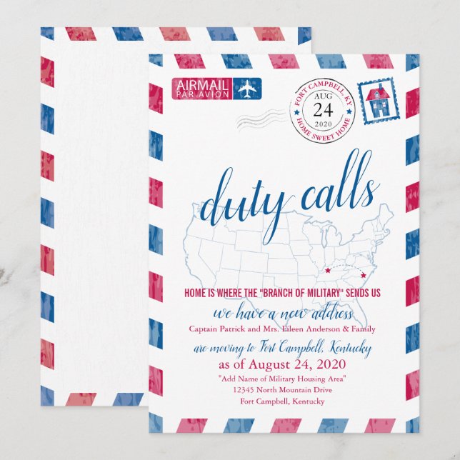 Fort Campbell KY Military Moving Announcement (Front/Back)