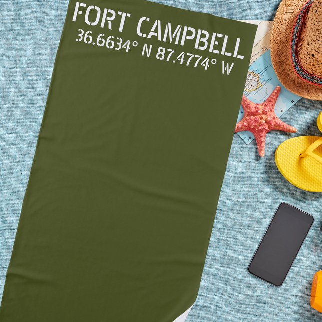 Fort Campbell Latitude Longitude  Beach Towel (Creator Uploaded)