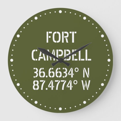 Fort Campbell Latitude Longitude  Large Clock