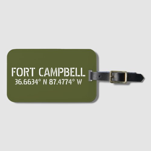 Fort Campbell Latitude Longitude Luggage Tag
