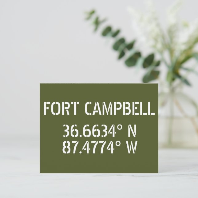 Fort Campbell Latitude Longitude Postcard (Standing Front)