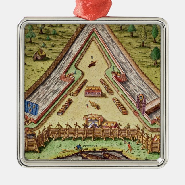 Fort Caroline, from 'Brevis Narratio' Metal Ornament (Front)