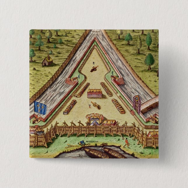 Fort Caroline, from 'Brevis Narratio' Pinback Button (Front)