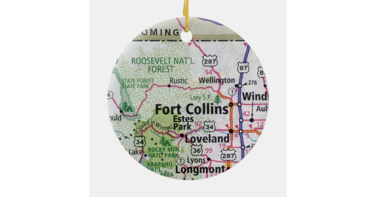 Fort Collins and Estes Park Map Ceramic Ornament Zazzle