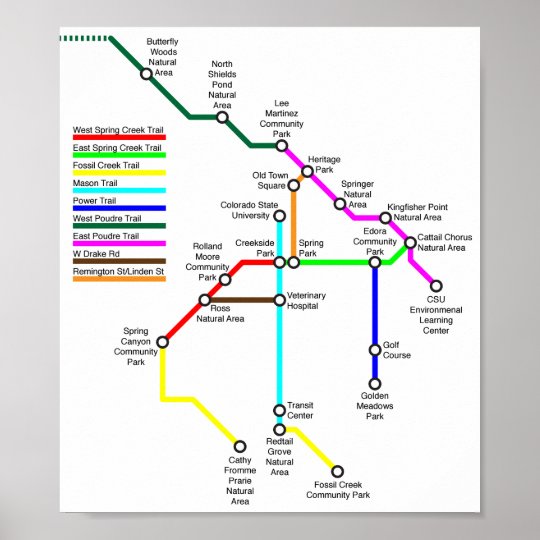 Fort Collins Bike Map Poster