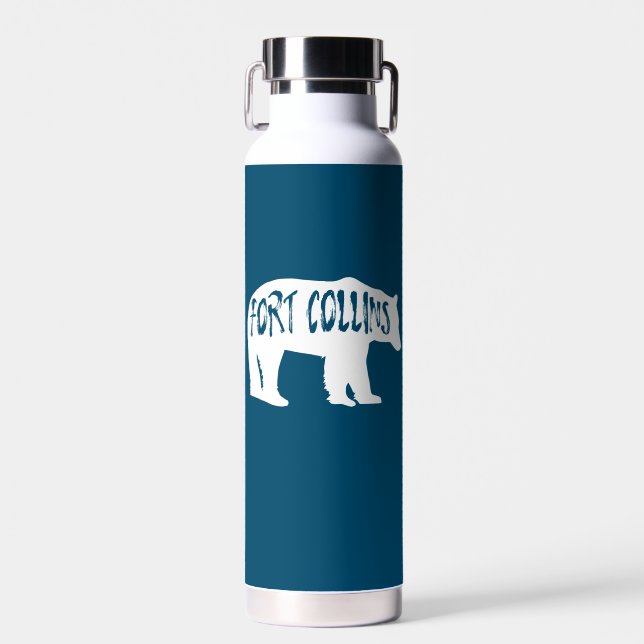 Fort Collins Colorado Bear Water Bottle (Front)