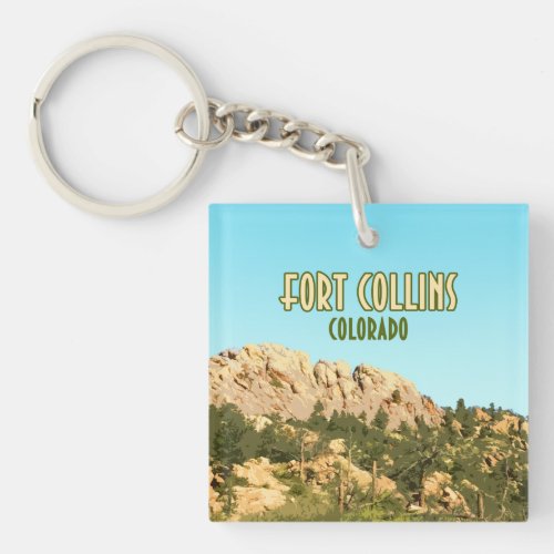 Fort Collins Colorado Horsetooth Rock Keychain