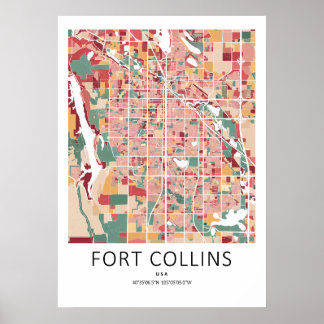Fort Collins Colorado Map Poster | Modern City Wal