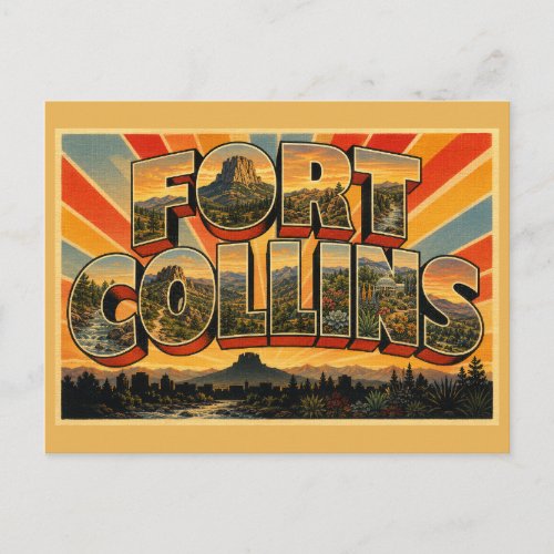Fort Collins Colorado Mountain River Gateway Art Postcard