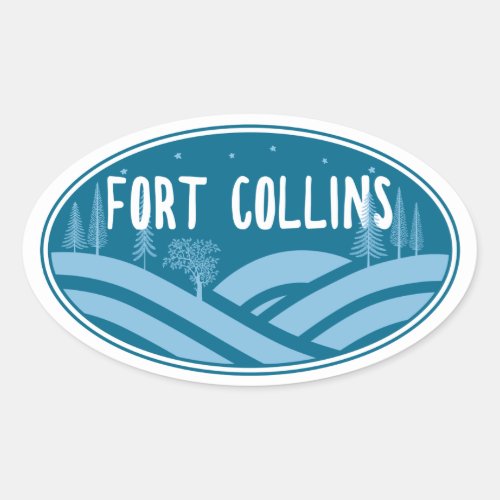 Fort Collins Colorado Outdoors Oval Sticker