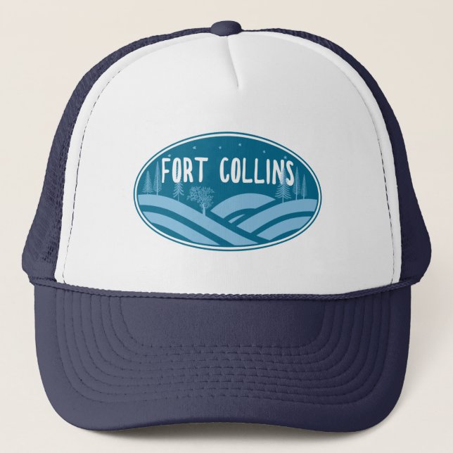 Fort Collins Colorado Outdoors Trucker Hat (Front)