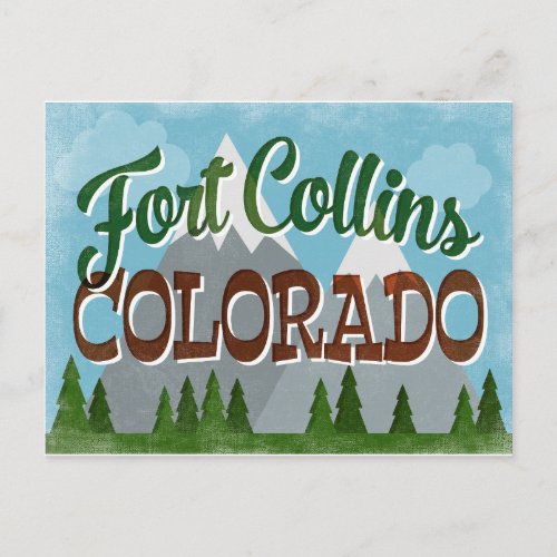 Fort Collins Colorado Snowy Mountains Postcard