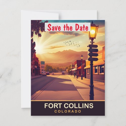 Fort Collins Colorado Travel Postcard Save The Date