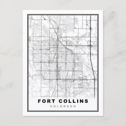 Fort Collins Map Holiday Postcard